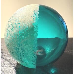 Vintage VTG green glass handblown ball like Japanese floats